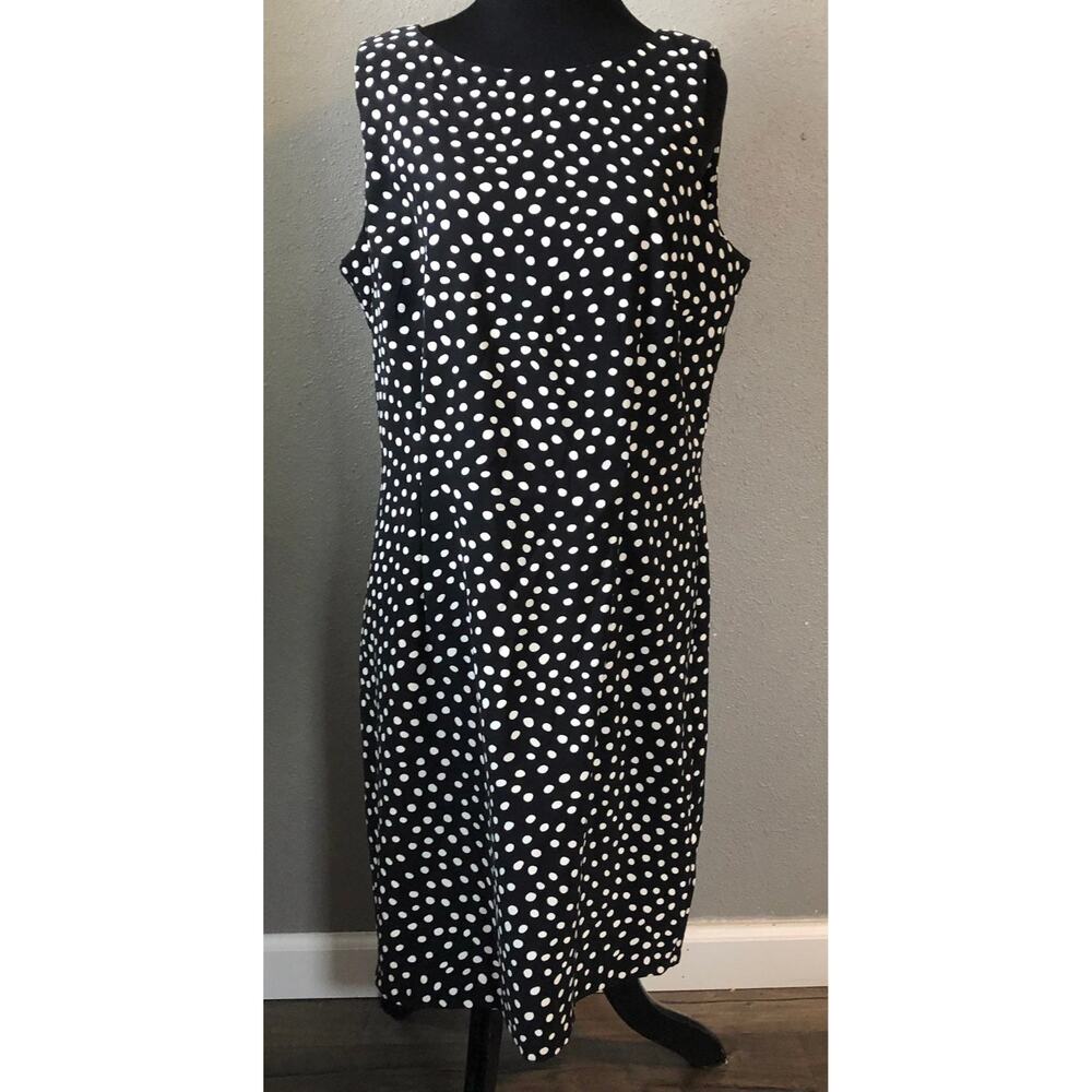 AB Studio sleeveless black and white Polka Dot Dress size 14